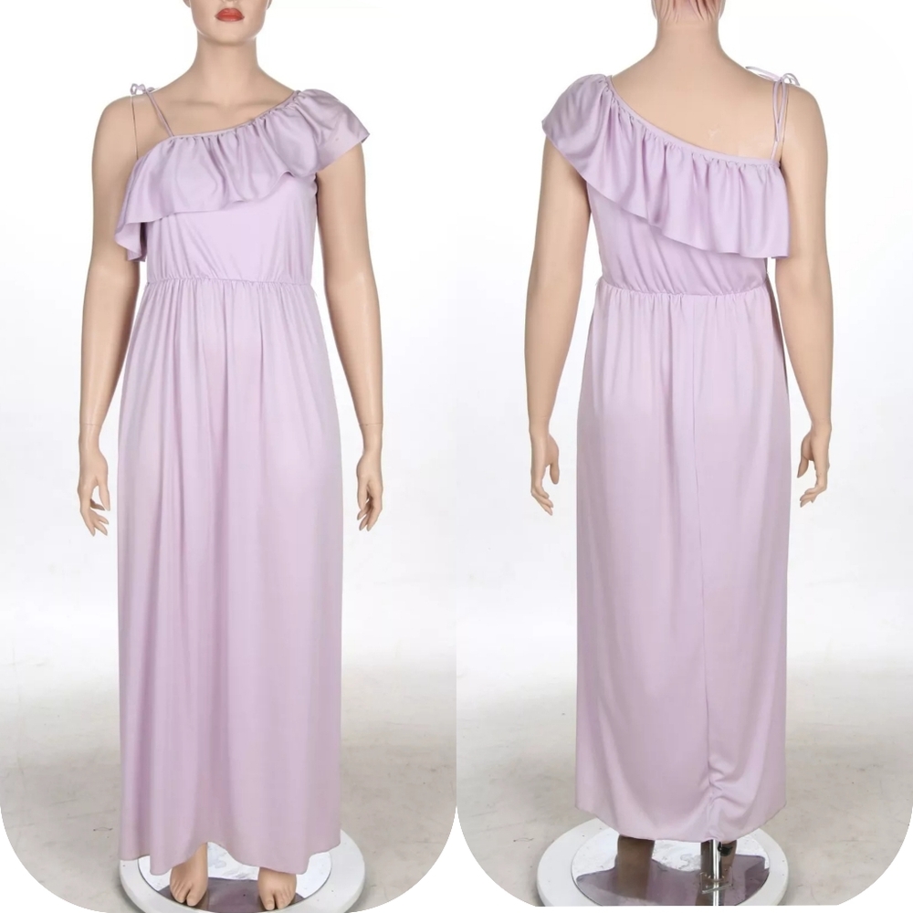 Dance Allure Vintage 80s Purple Maxi Bridesmaid Party Prom Dress sz 16